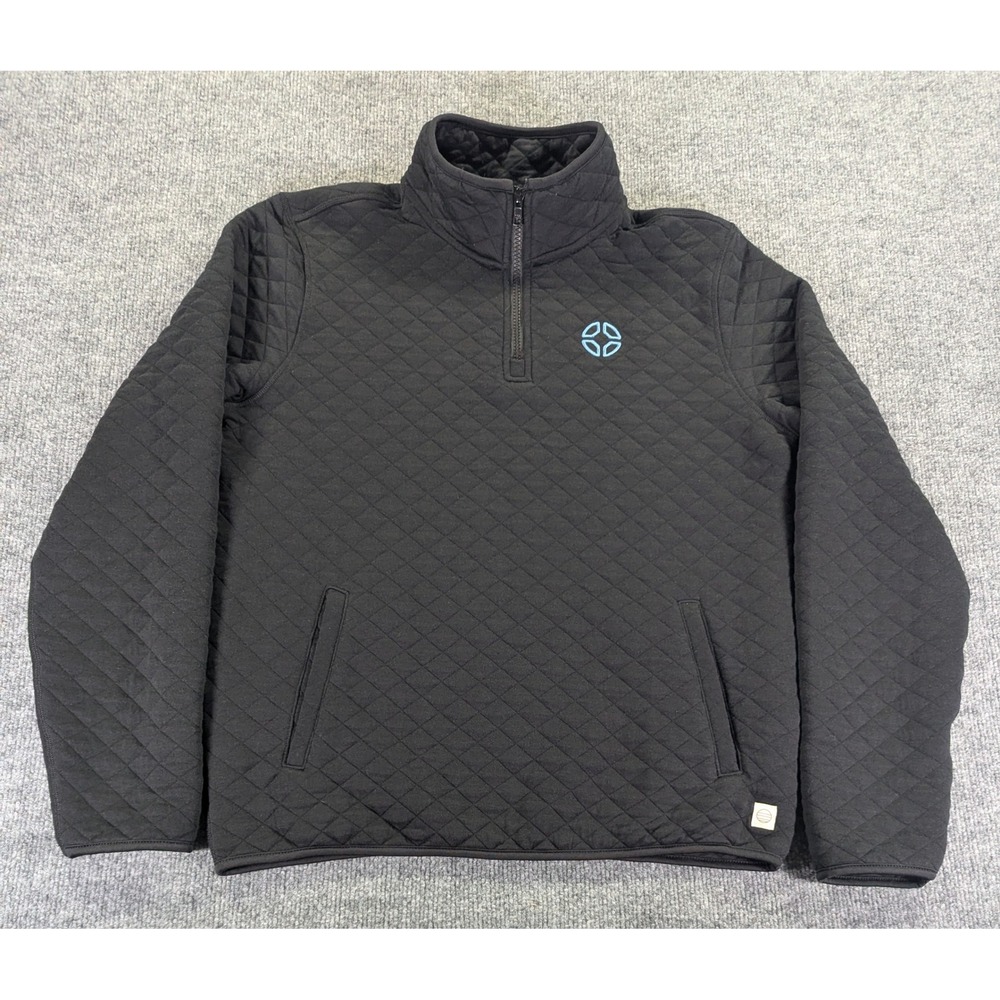 Marine Layer Mens Quilted Quarter Zip Pullover Black Size Medium 15255
